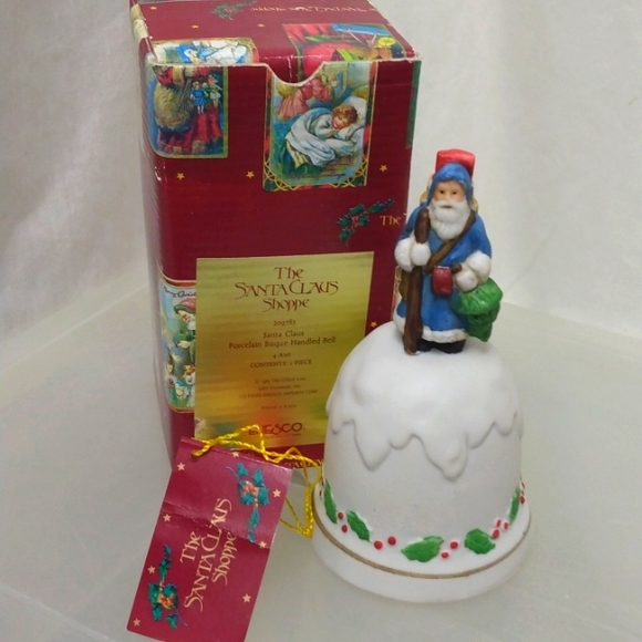 Vintage Enesco Santa Ceramic Christmas Holiday Bell - Picture 1 of 9